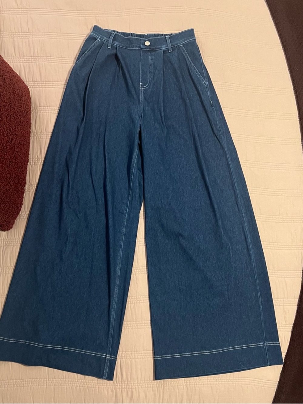 HALARA Flex High Waisted Wide Leg Denim Pants Stretch Retro Pageant Blue
